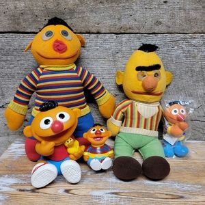 Vintage & Retro Sesame Street Bert & Ernie Toy Collector's Lot Plush Bundle